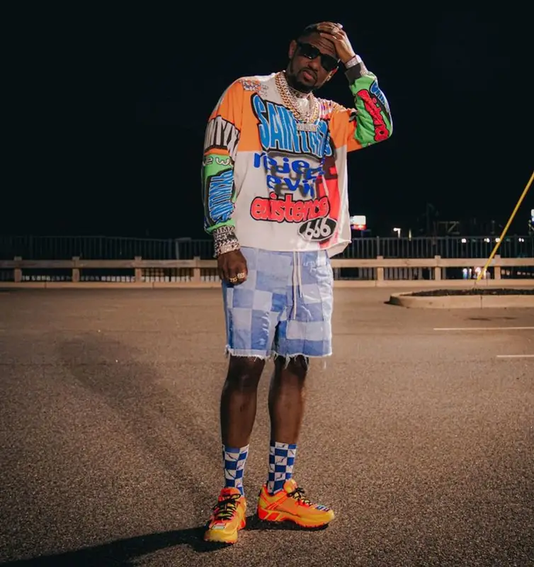 Fabolous outfit in Readymade, Retrosuperfuture, and Chrome Hearts, 2023