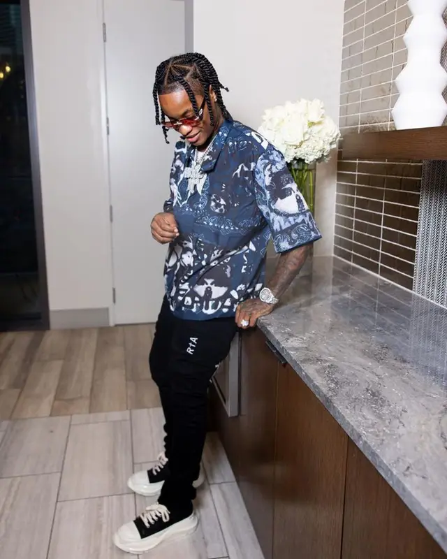 Lil Perfect outfit in Givenchy, Rta, and Rick Owens, 2023