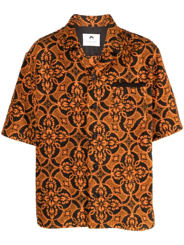 Marine Serre Orange Printed Cotton Shirt $760