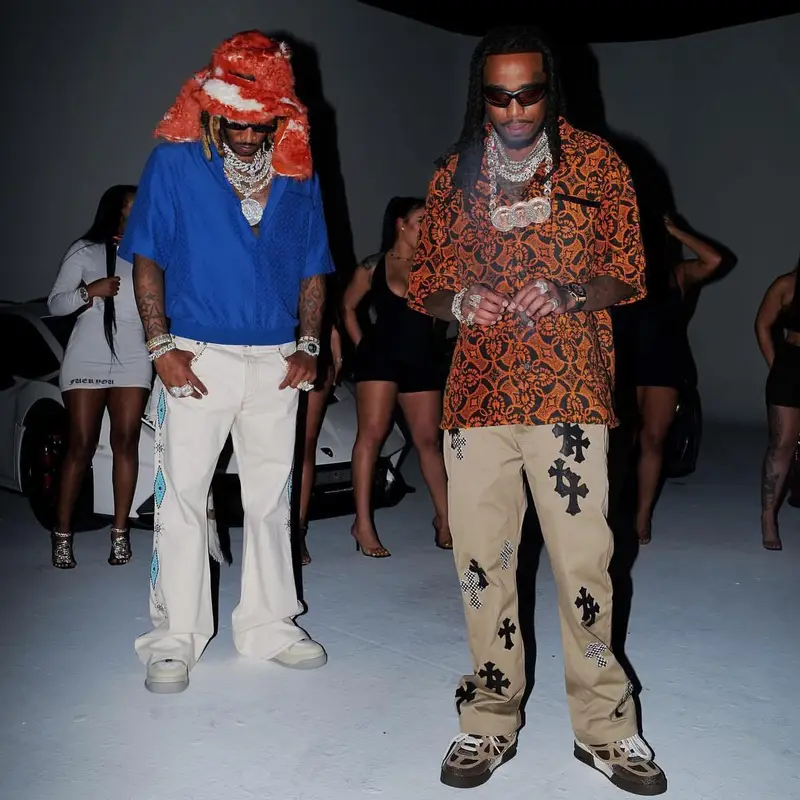 Future outfit in Louis Vuitton, Gucci, and Marni, 2023