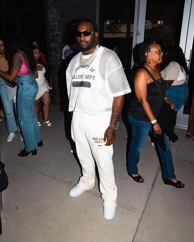 Peezy outfit in Gallery Dept., Nike, and Versace, 2023