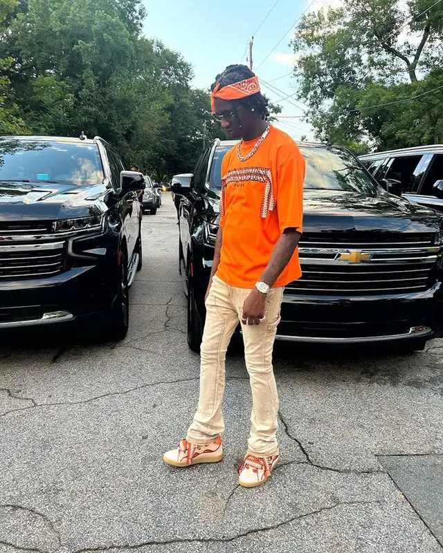 Yung Mal outfit in Lanvin, Tulones, and Cartier, 2023