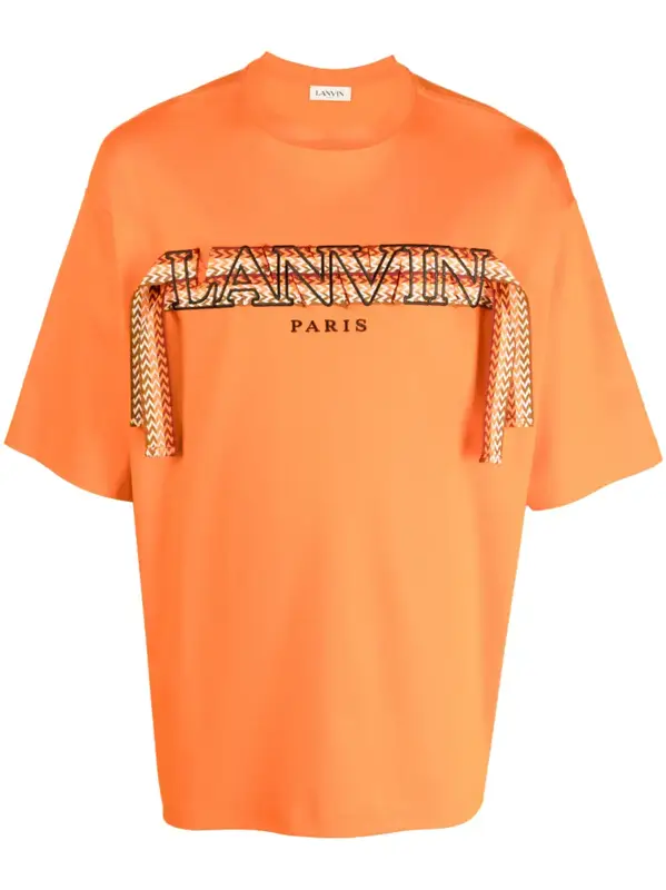 Lanvin Buttoned Orange Embroidered Cotton T-shirt  $730