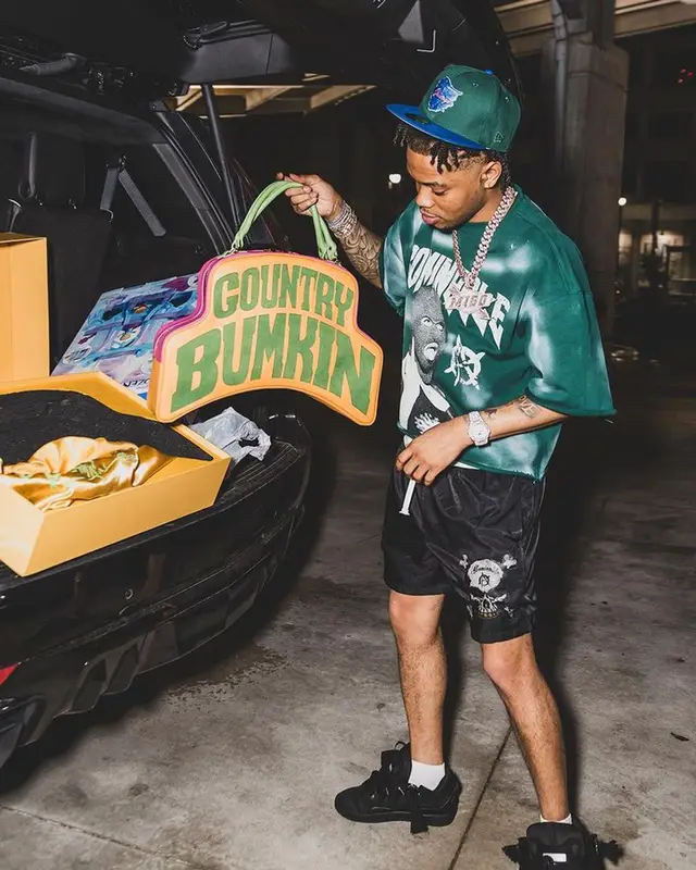 Lil Migo outfit in Luv Abominable, Lanvin, and Goyard, 2023