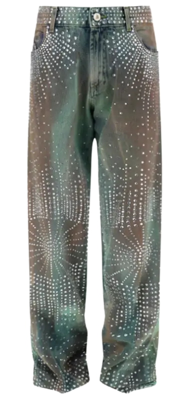 The Attico Panya Cotton Denim Embellished Jeans $2221