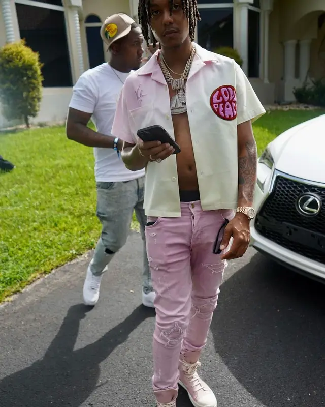 Skilla Baby outfit in Valas Los Angeles, Amiri, and Rick Owens, 2023