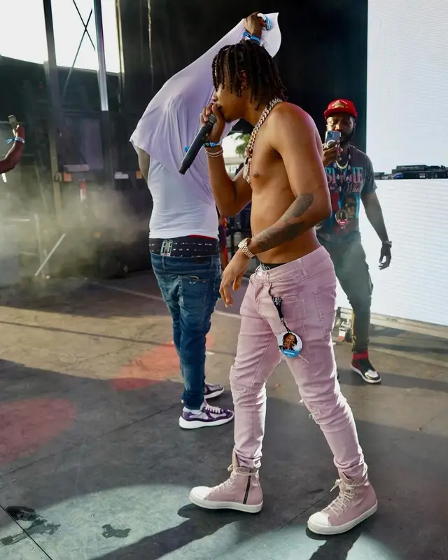 Skilla Baby outfit in Valas Los Angeles, Amiri, and Rick Owens, 2023
