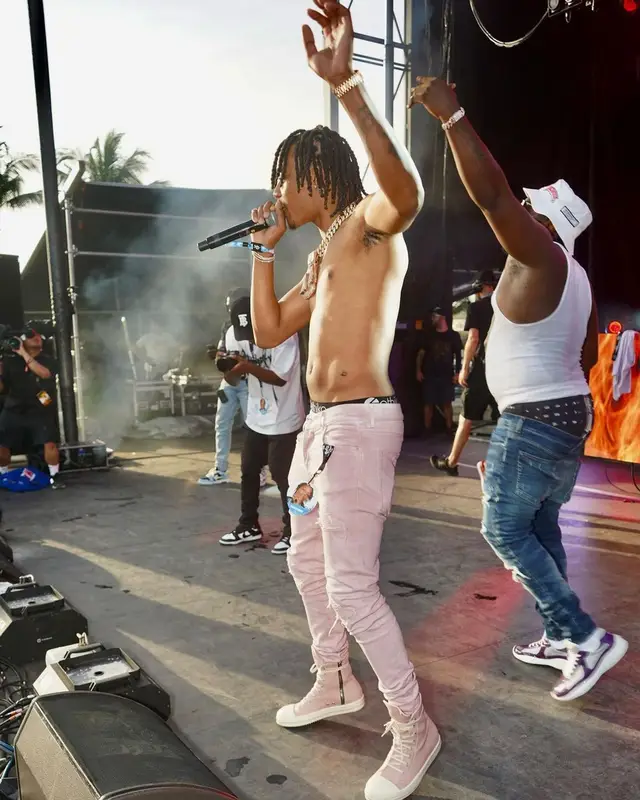 Skilla Baby outfit in Valas Los Angeles, Amiri, and Rick Owens, 2023