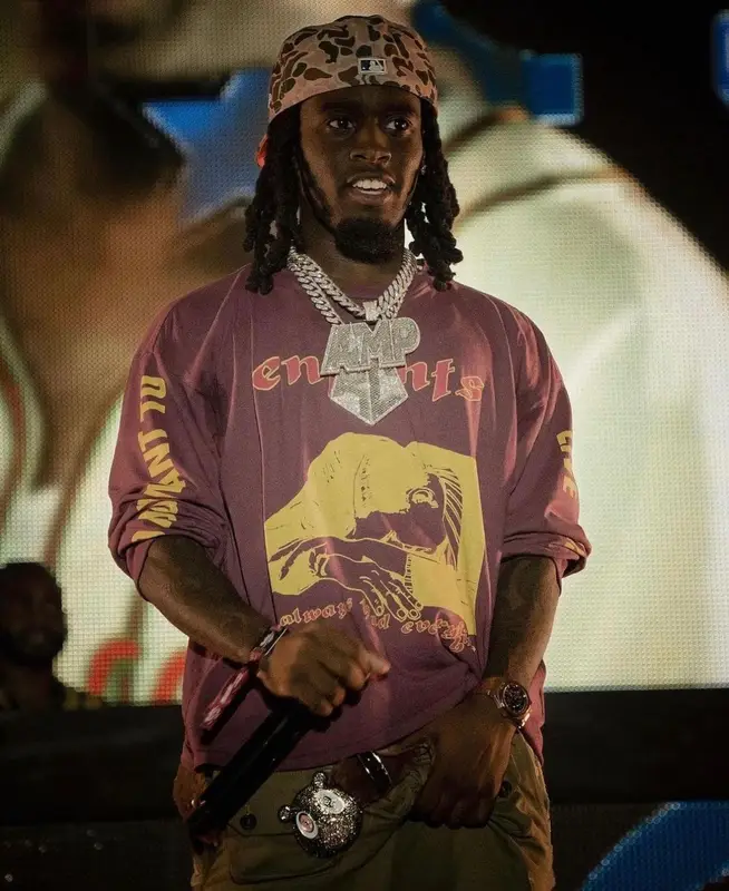 Kai Cenat outfit in Enfants Riches Deprimes, Stolen Arts, and New Era, 2023