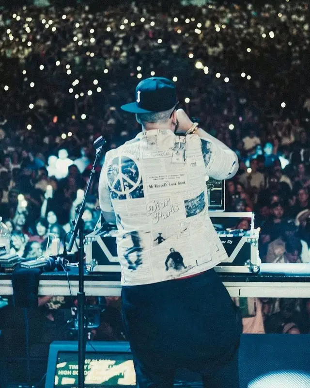 DJ Drama outfit in Dior, Tom Ford, and ERL, 2023
