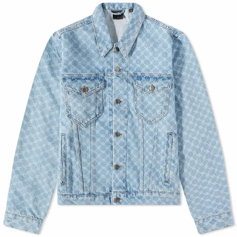 Daily Paper Matwa Monogrammed Denim Jacket In Blue Monogram $140