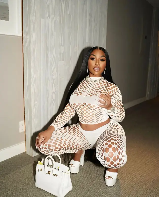 Yung Miami outfit in Jean Paul Gaultier and Hermes, 2023