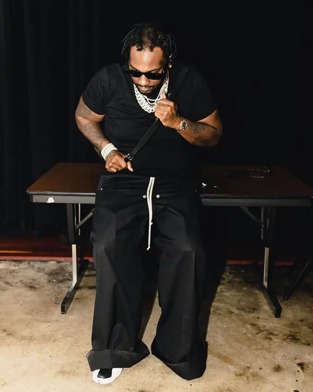 Peezy outfit in Rick Owens, Jordan, and Goyard, 2023