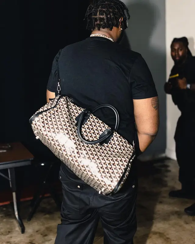 Peezy outfit in Rick Owens, Jordan, and Goyard, 2023