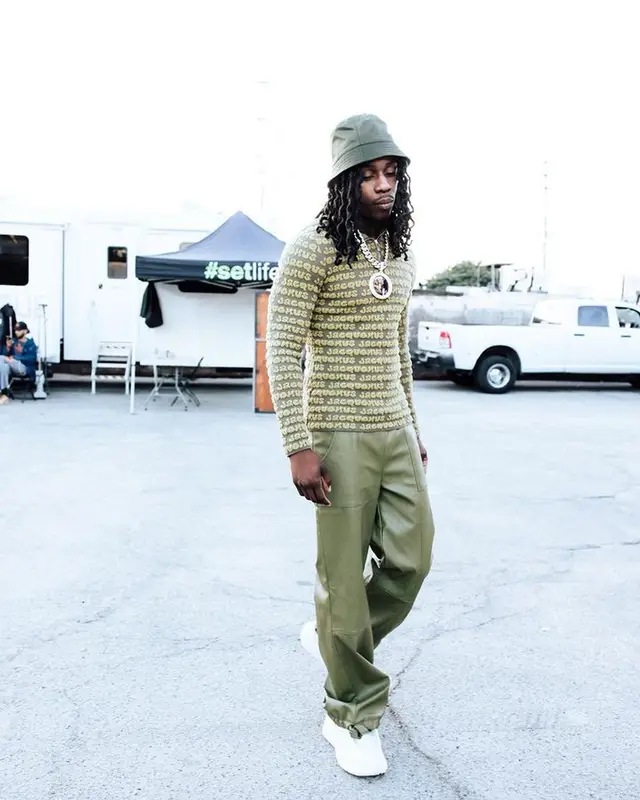 Polo G outfit in Jacquemus and Prada, 2023