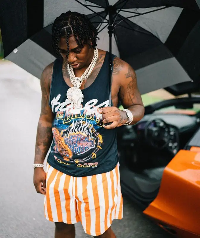 Fredo Bang outfit in Patron of the New., Lanvin, and Amiri, 2023