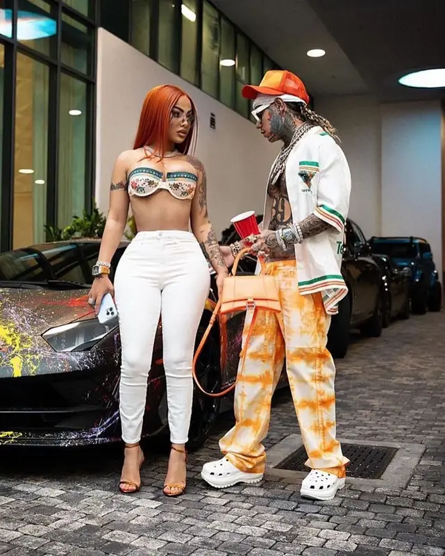 6ix9ine outfit in Casablanca, Louis Vuitton, and Crocs, 2023