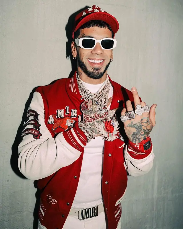 Anuel AA outfit in Prada and Amiri, 2023