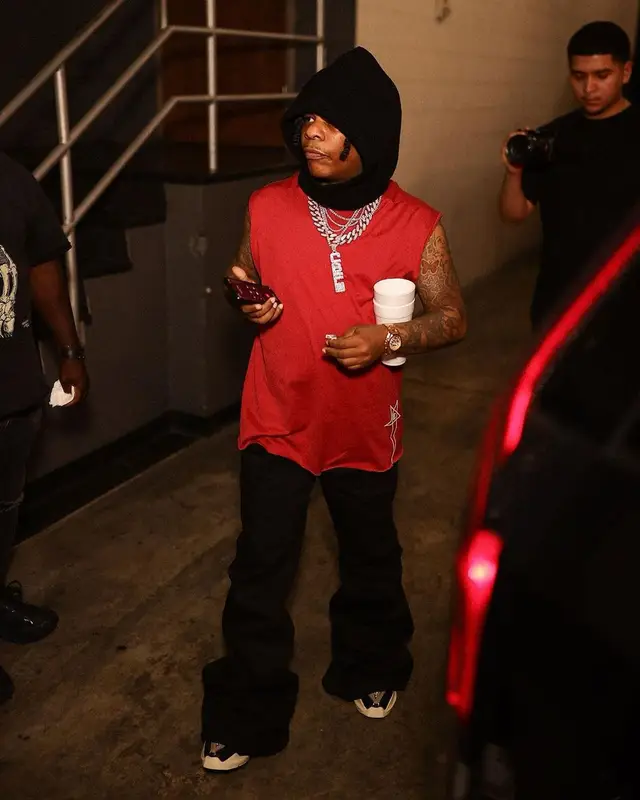 Rylo Rodriguez outfit in Rick Owens and Champion, 2023