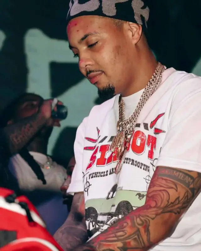 G Herbo outfit in Six Shot, 2023