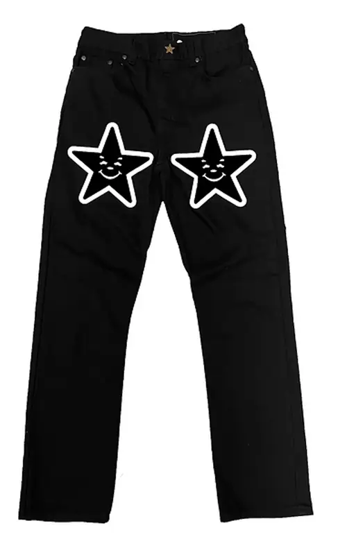 Asspizza  Puff Print Black Star Denim Jeans $165