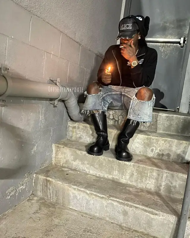 Offset outfit in Adidas and Balenciaga, 2023