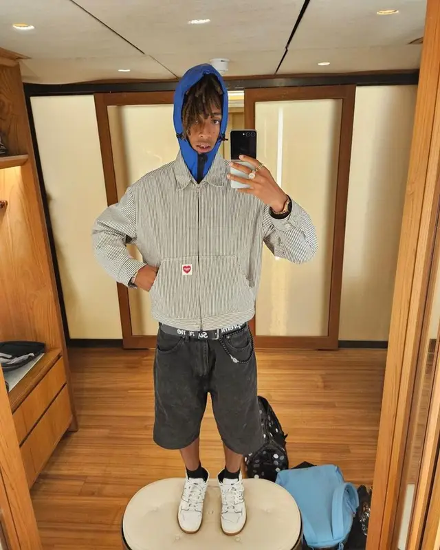 Jaden Smith outfit in Carhartt, Supreme, and Louis Vuitton, 2023