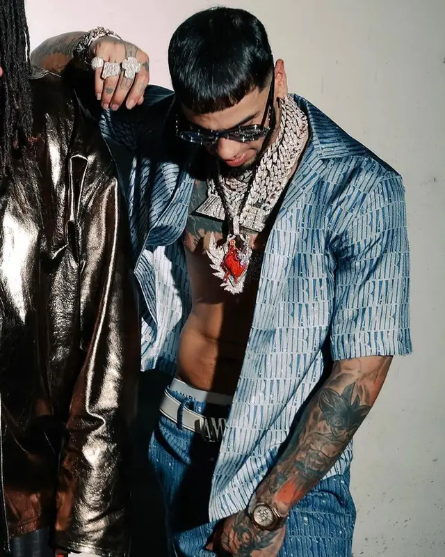 Anuel AA outfit in Amiri and Dita, 2023