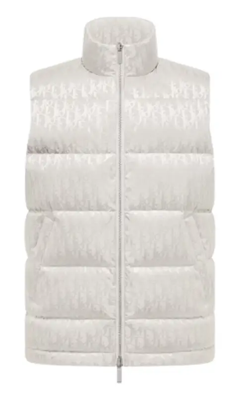 Dior Pearl-Colored Technical Jacquard Sleeveless Down Jacket $2600