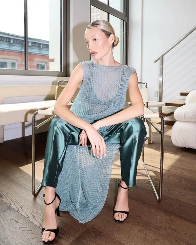 Meredith Duxbury outfit in Emporio Armani and Saint Laurent, 2023