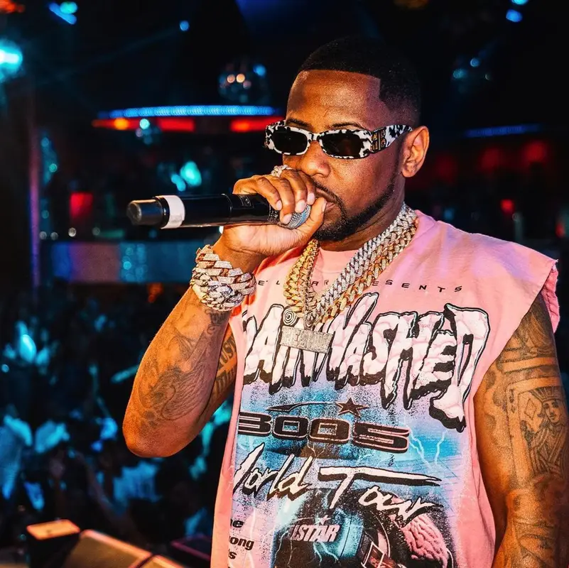 Fabolous outfit in Puma, Balenciaga, and Rick and Morty, 2023