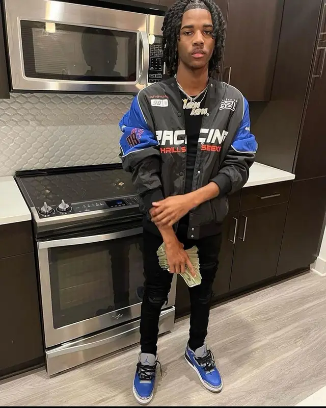 Lil Darius outfit in H&M, Amiri, and Jordan, 2023