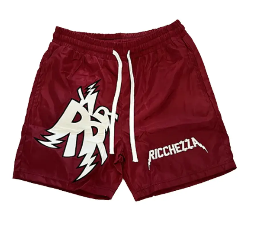 Ricchezza Forever Burgundy R'Blades Nylon Track Shorts $80