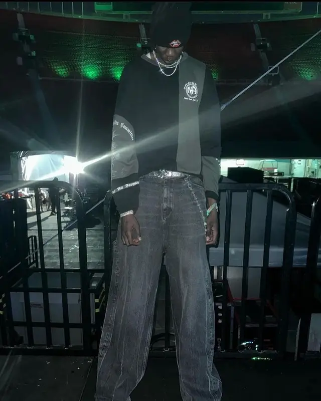 Bol Bol outfit in Enfants Riches Deprimes, Chrome Hearts, and Matty Boy, 2023