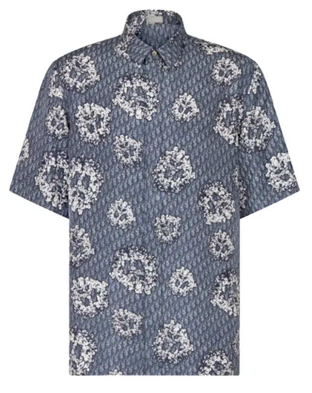 Dior Blue Silk Twill Short-Sleeved Shirt $1750