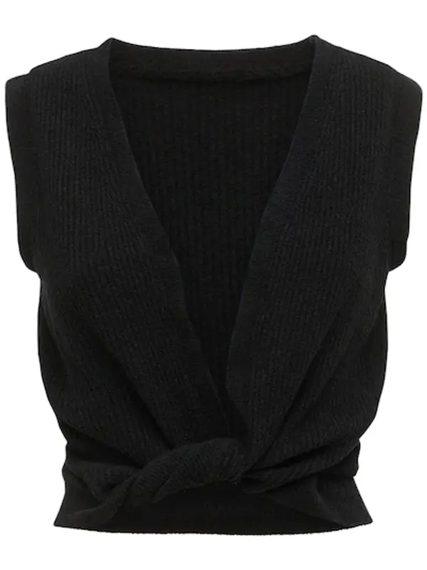 Jacquemus Le Haut Noue Cotton Blend Knot Crop Top $425