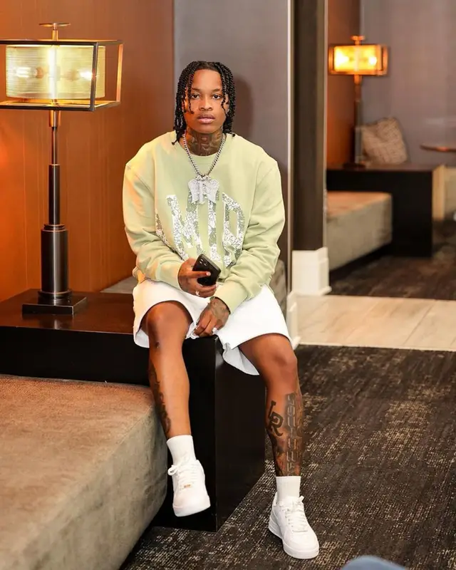 Lil Perfect outfit in Amiri and Nike, 2023