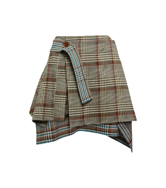 Vivienne Westwood Meghan Pleated Checked-tweed Mini Skirt In Multicoloured $705