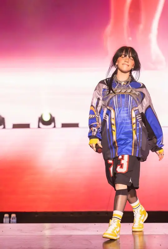 Billie Eilish outfit in Vintage, Jordan, and Nike, 2023