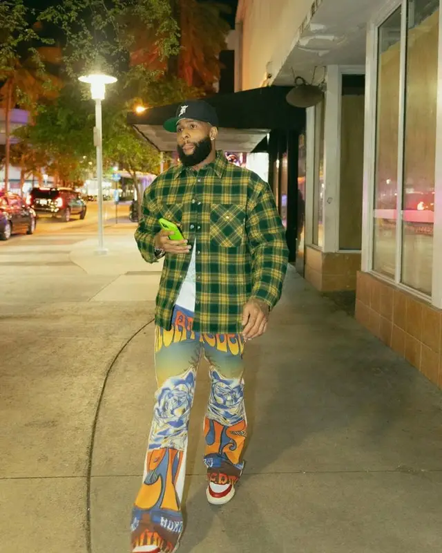 Odell Beckham Jr outfit in Celine, Fear of God, and New Era, 2023