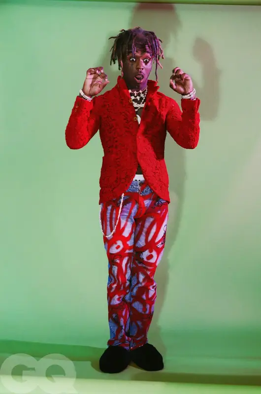 Lil Uzi Vert outfit in Comme Des Garcons, Skoloct, and Balenciaga, 2023