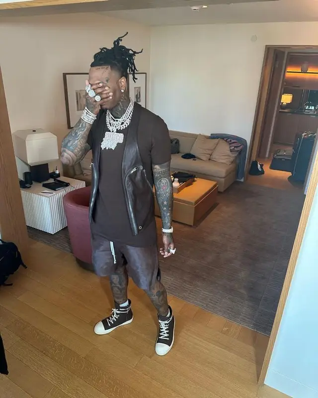 Moneybagg Yo outfit in Rick Owens, 2023