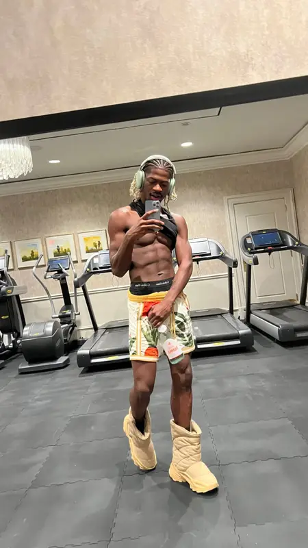 Lil Nas X outfit in Nike, Yeezy, and Calvin Klein, 2023