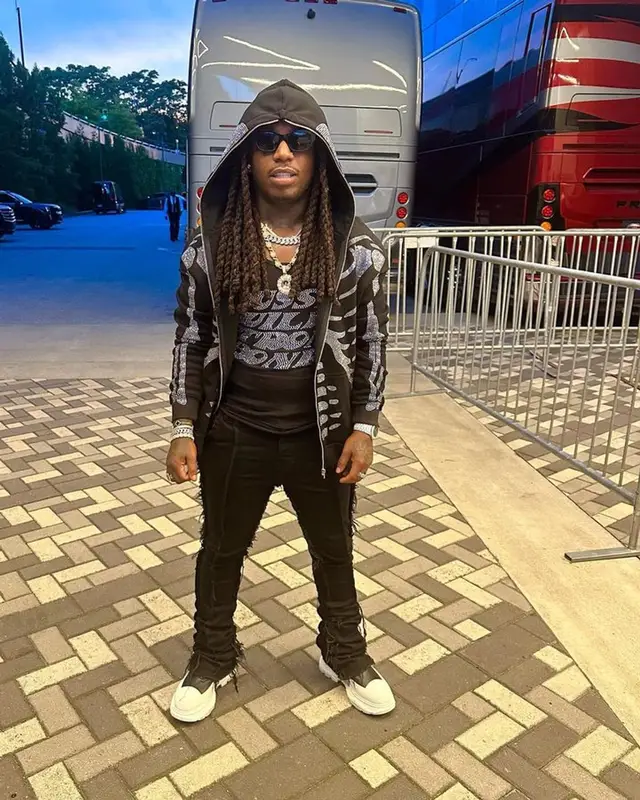 Jacquees outfit in Klan Life, FashionNova, and Celine, 2023