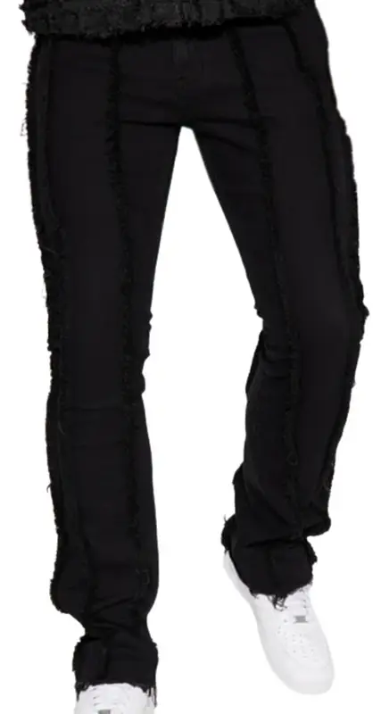FashionNova Fray Vertical Panel Stacked Flared Jeans $50