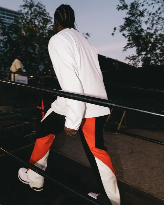 Pusha T outfit in Dries Van Noten, Dion Lee, and Adidas, 2023