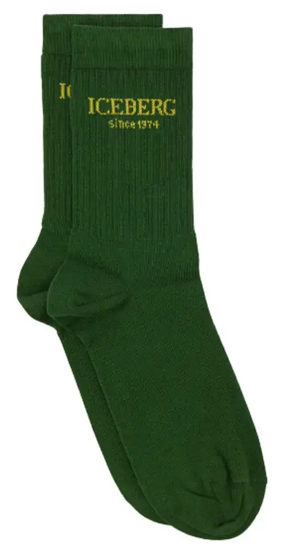 Iceberg Khaki Green Heritage Logo Socks $44