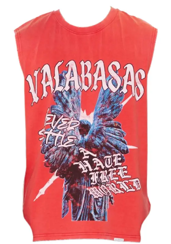 Valabasas Vintage Red Hate Free Cut-Off T-Shirt $72