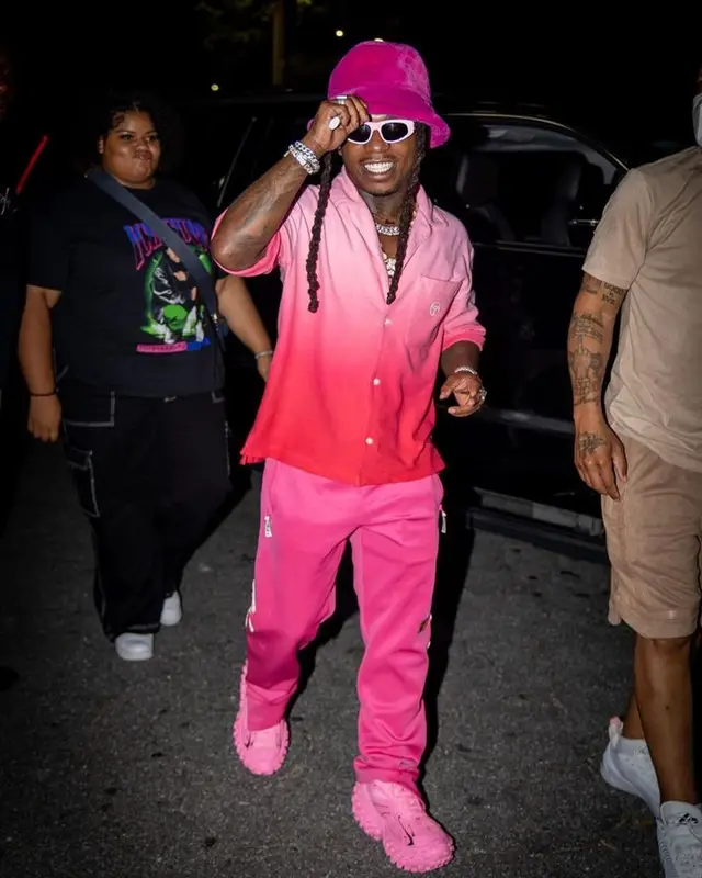 Jacquees outfit in Sergio Tacchini, Advisory Board Crystals, and Balenciaga, 2023