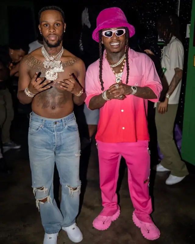 Jacquees outfit in Sergio Tacchini, Advisory Board Crystals, and Balenciaga, 2023